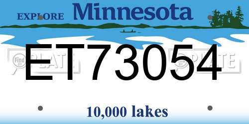 ET73054 Minnesota License Plate