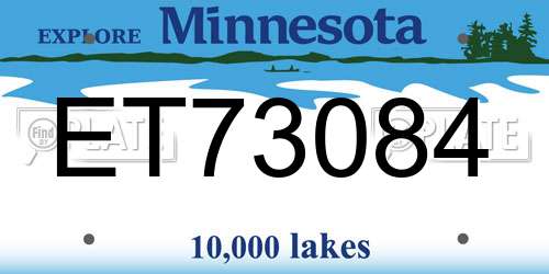 ET73084 Minnesota License Plate