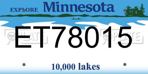 ET78015 Minnesota License Plate