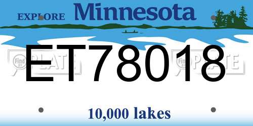 ET78018 Minnesota License Plate