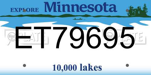 ET79695 Minnesota License Plate