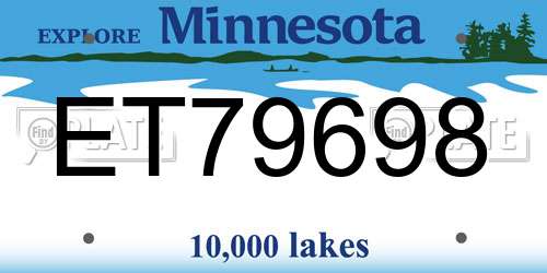 ET79698 Minnesota License Plate