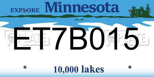 ET7B015 Minnesota License Plate