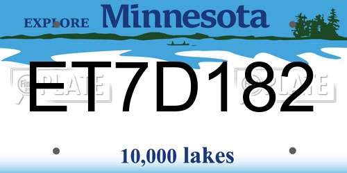 ET7D182 Minnesota License Plate