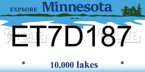ET7D187 Minnesota License Plate