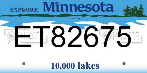 ET82675 Minnesota License Plate