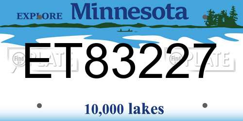 ET83227 Minnesota License Plate