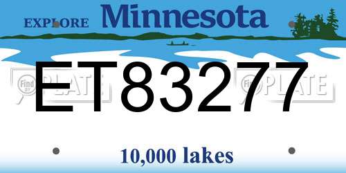 ET83277 Minnesota License Plate