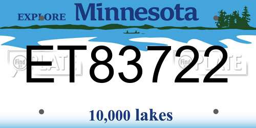 ET83722 Minnesota License Plate