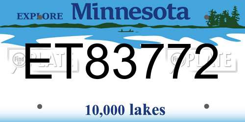 ET83772 Minnesota License Plate
