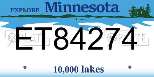 ET84274 Minnesota License Plate