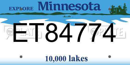 ET84774 Minnesota License Plate