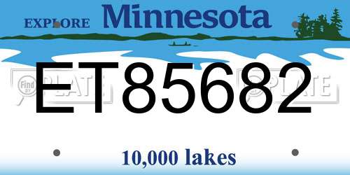 ET85682 Minnesota License Plate