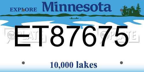 ET87675 Minnesota License Plate