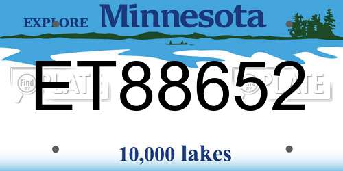 ET88652 Minnesota License Plate