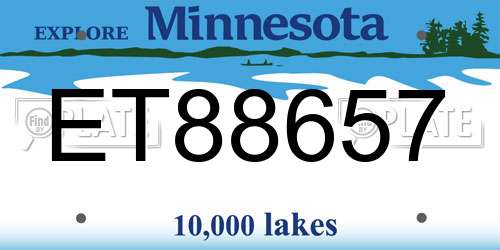 ET88657 Minnesota License Plate