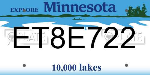 ET8E722 Minnesota License Plate