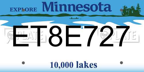 ET8E727 Minnesota License Plate