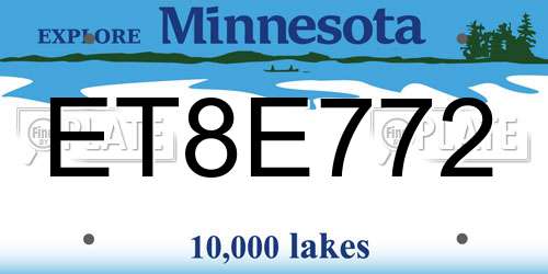 ET8E772 Minnesota License Plate