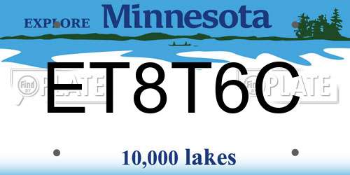 ET8T6C Minnesota License Plate