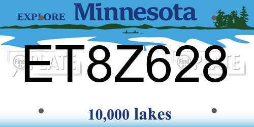ET8Z628 Minnesota License Plate