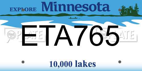 ETA765 Minnesota License Plate