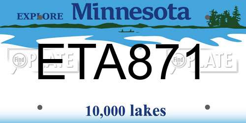 ETA871 Minnesota License Plate