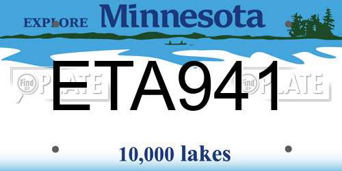 ETA941 Minnesota License Plate