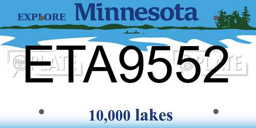 ETA9552 Minnesota License Plate