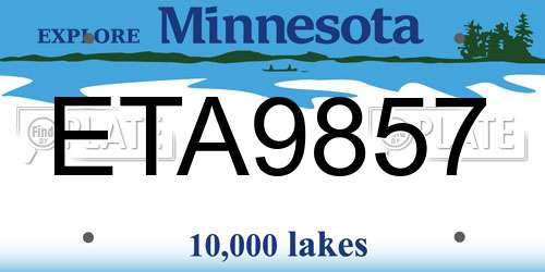 ETA9857 Minnesota License Plate