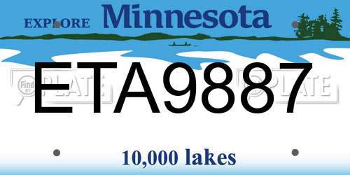 ETA9887 Minnesota License Plate