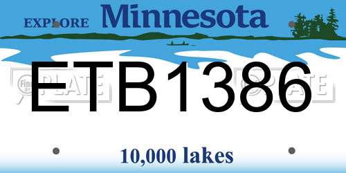 ETB1386 Minnesota License Plate