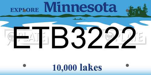 ETB3222 Minnesota License Plate