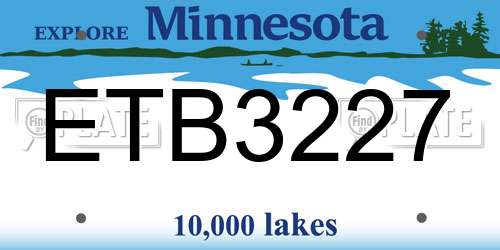 ETB3227 Minnesota License Plate