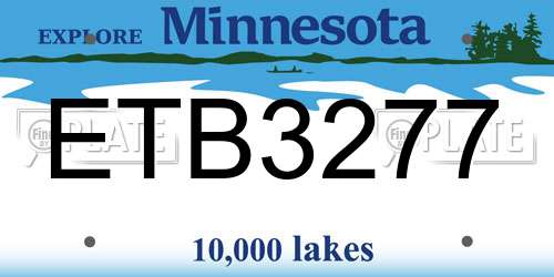ETB3277 Minnesota License Plate
