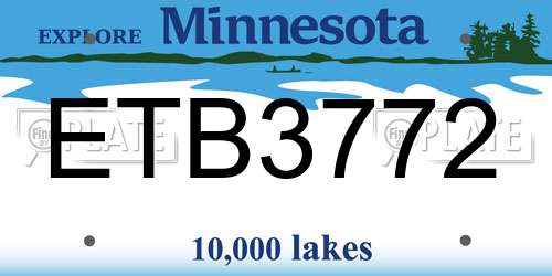 ETB3772 Minnesota License Plate