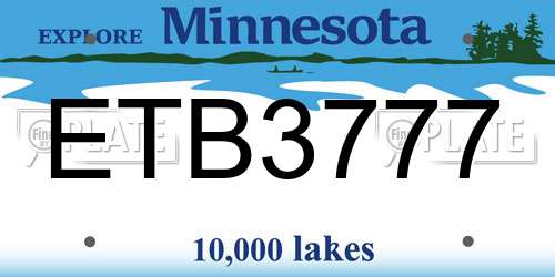ETB3777 Minnesota License Plate