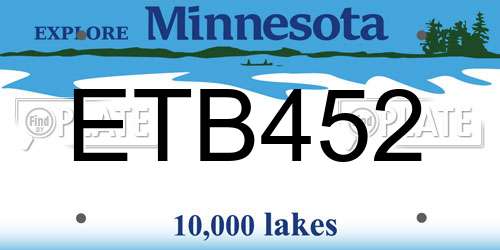 ETB452 Minnesota License Plate