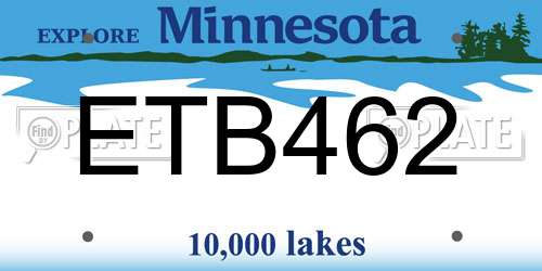 ETB462 Minnesota License Plate