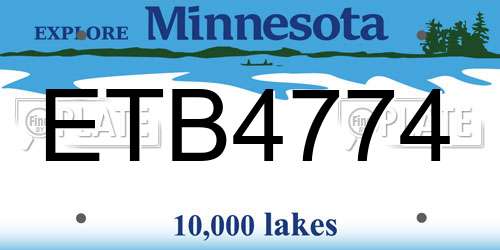 ETB4774 Minnesota License Plate