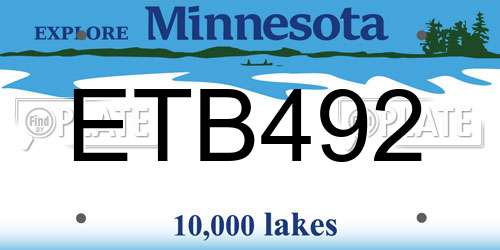ETB492 Minnesota License Plate