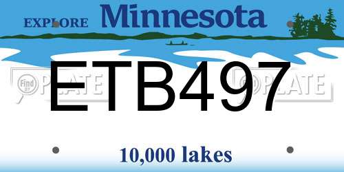 ETB497 Minnesota License Plate