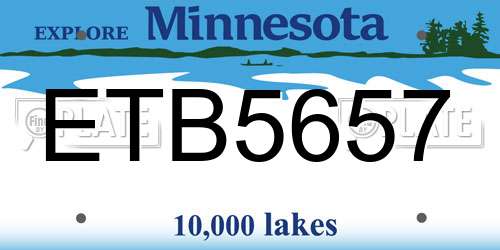 ETB5657 Minnesota License Plate