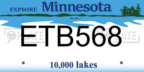 ETB568 Minnesota License Plate
