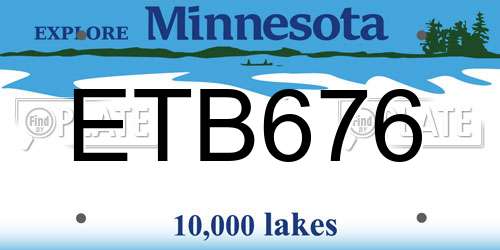 ETB676 Minnesota License Plate