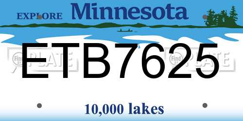 ETB7625 Minnesota License Plate