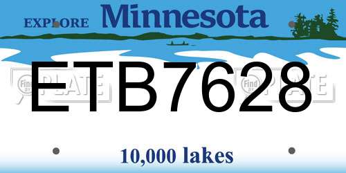 ETB7628 Minnesota License Plate