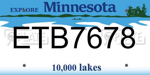 ETB7678 Minnesota License Plate