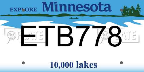 ETB778 Minnesota License Plate
