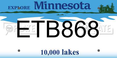 ETB868 Minnesota License Plate